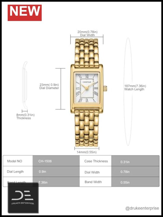 Rectangular Roman Dial Watches with Vintage Bracelet Stainless Steel Quartz main image 5